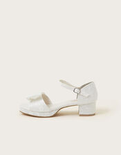 Bow Lace Heeled Sandals, Ivory (IVORY), large