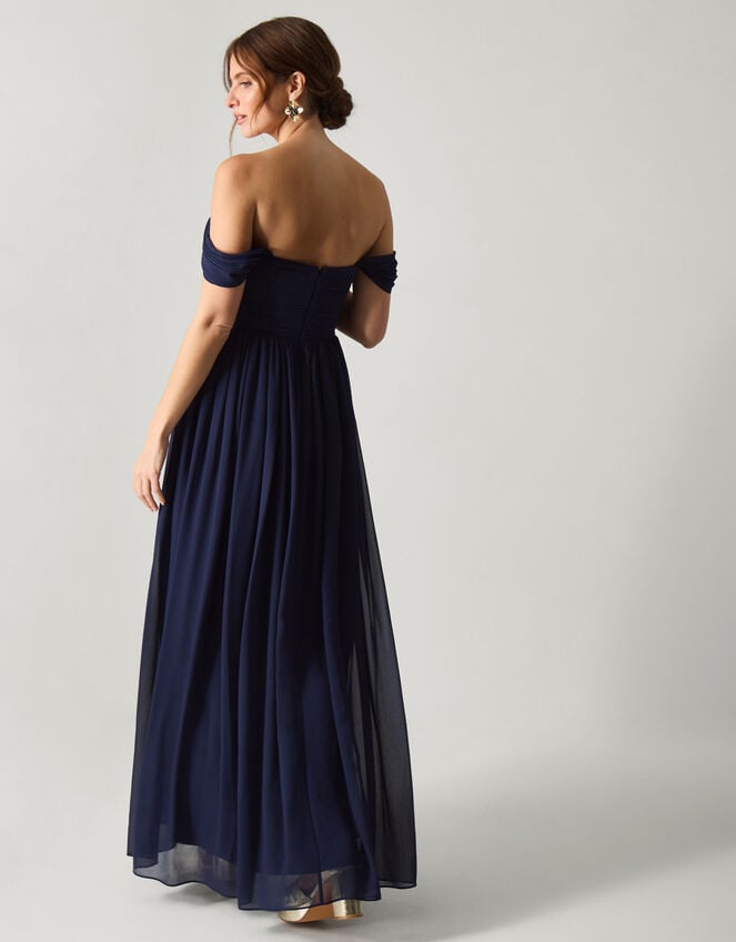 Evelyn Bardot Bridesmaid Dress, Blue (NAVY), large