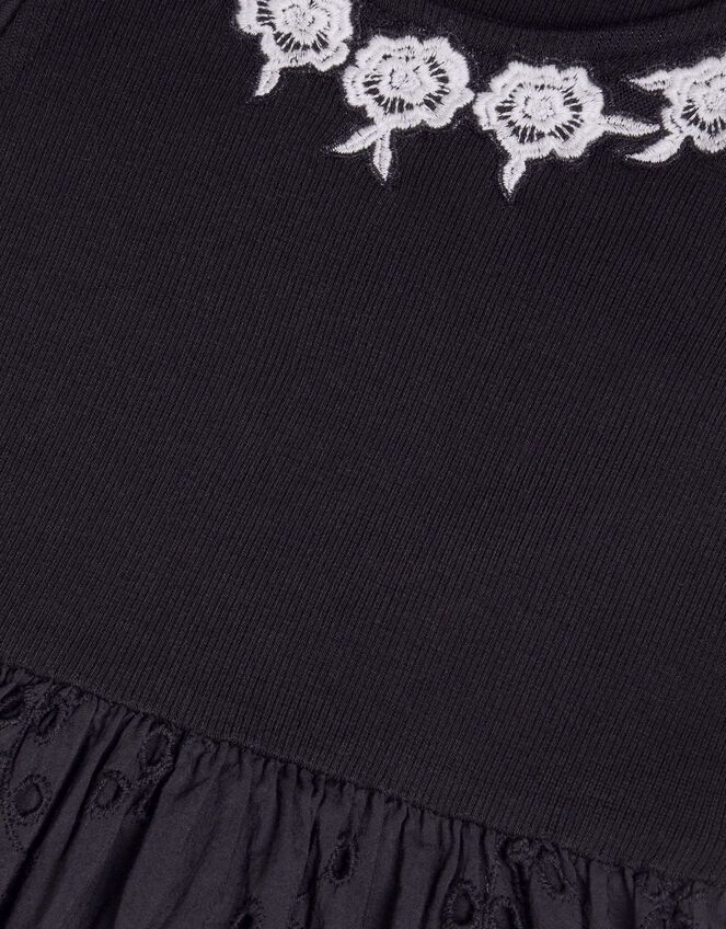 2-in-1 Broderie Dress, Black (BLACK), large