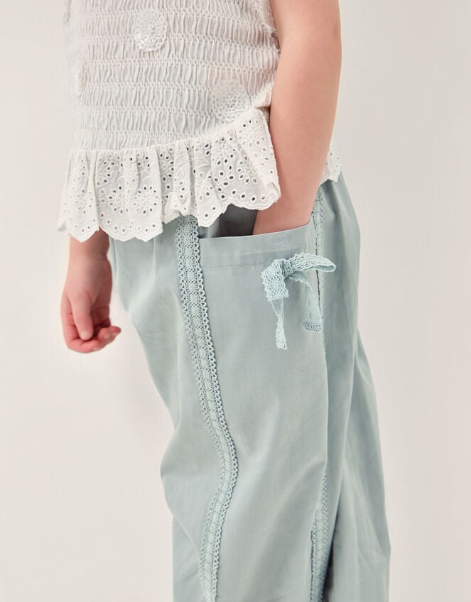 Lace Trim Barrel Pants, Green (GREEN), large