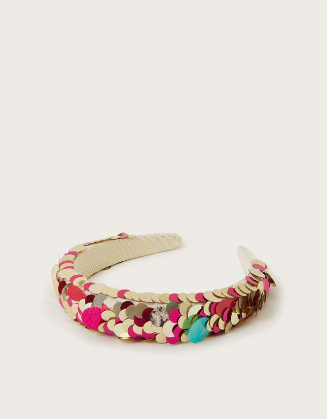 Sequin Embellished Padded Headband, , large
