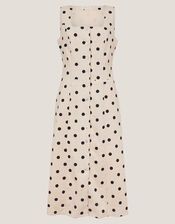 Isabel Polka Dot Midi Dress, Ivory (IVORY), large