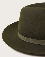 Drew Wool Fedora Hat, Green (KHAKI), large