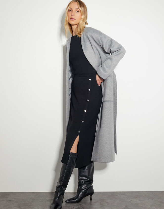 Ciara Button Midi Sweater Dress, Black (BLACK), large