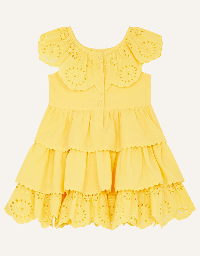 Baby Broderie Frill Dress, Yellow (YELLOW), large