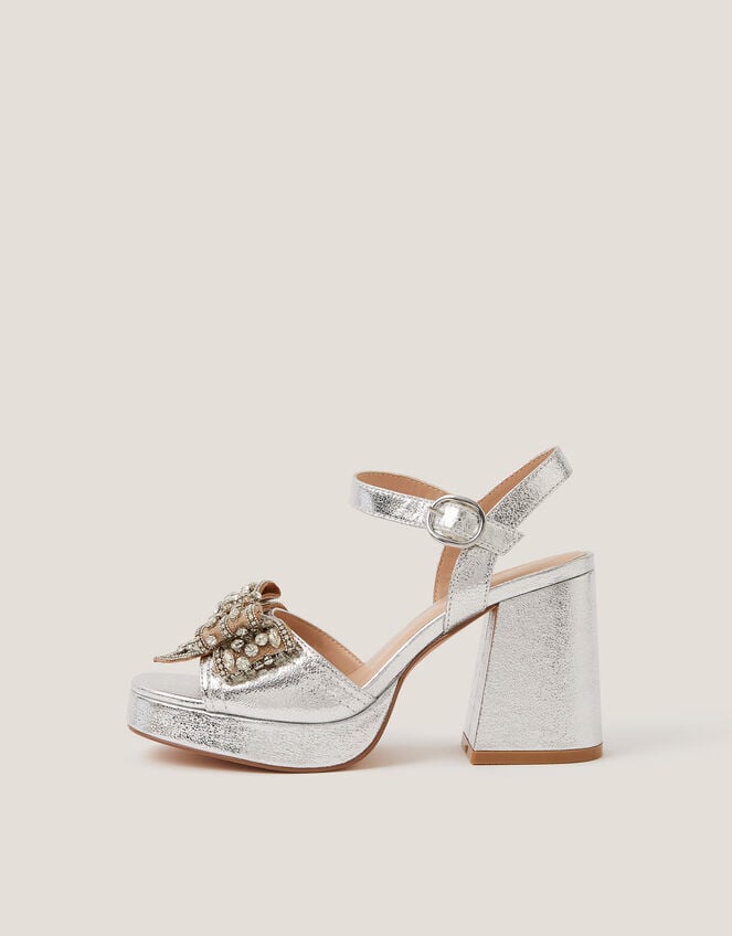 Arla Jewel Bow Platform Heels, Silver (SILVER), large