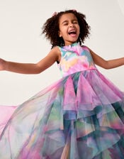 Watercolour Sleeveless Ruffle Party Dress, Multi (MULTI), large