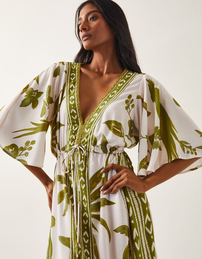 Isla Tropical Print Maxi Dress, Green (GREEN), large