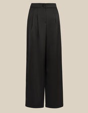 Maisie Satin Wide Leg Trousers, Black (BLACK), large