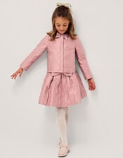 Bow Quilted Satin Jacket, Pink (PALE PINK), large