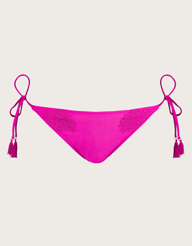 Lace Trim Bikini Bottoms, Pink (PINK), large