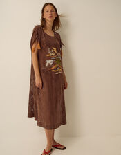 La Palma Jacquard Midi Kaftan, Brown (BROWN), large