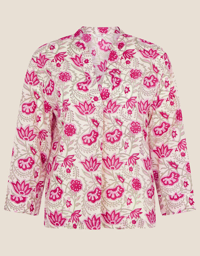 ARTISAN STUDIO Floral Woodblock T-Shirt, Ivory (IVORY), large