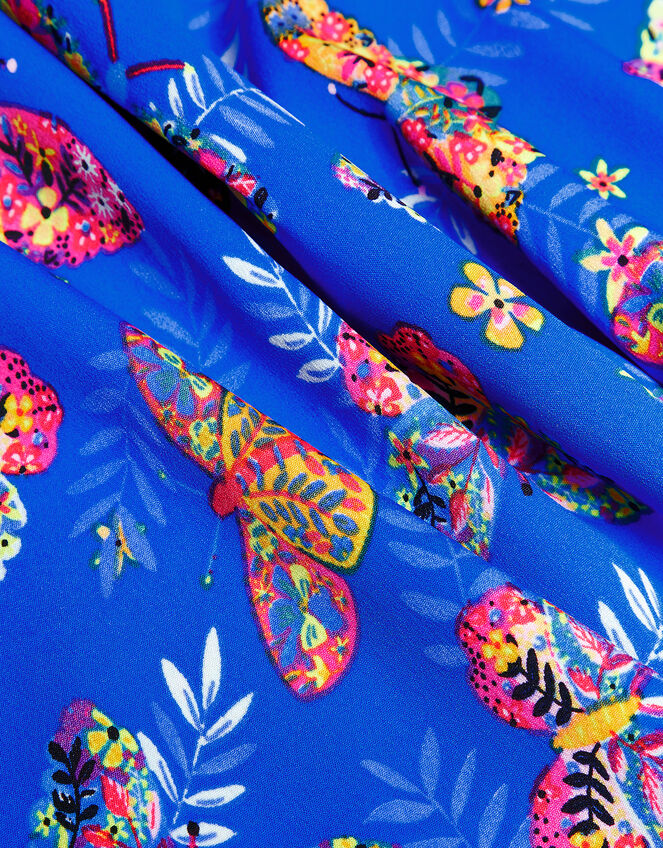 Butterfly Print Swing Dress in Sustainable Cotton, Blue (BLUE), large