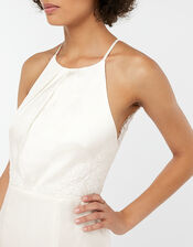 Anne Lace Back Satin Maxi Wedding Dress, Ivory (IVORY), large