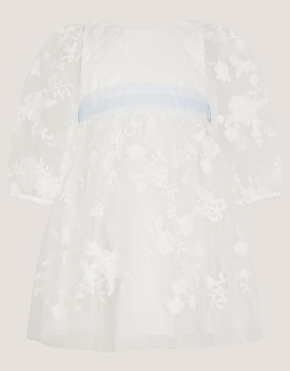 Baby Beatrice Floral Embroidered Tulle Dress, Ivory (IVORY), large