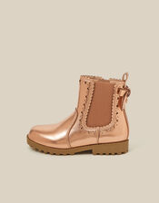 Metallic Chelsea Boots, Gold (ROSE GOLD), large