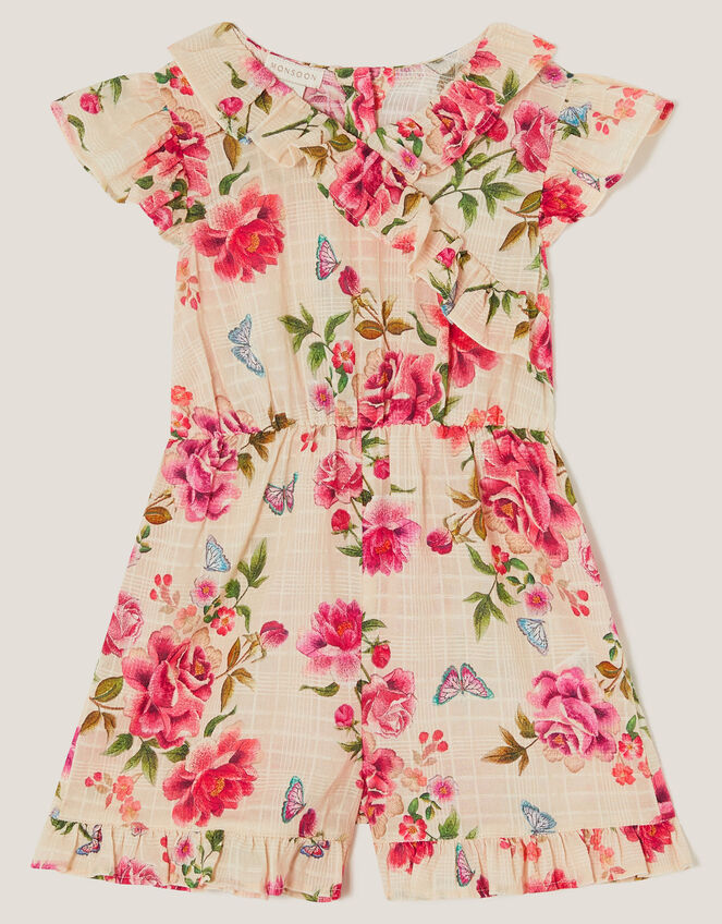 Baby Artisan Rose Print Romper, Ivory (IVORY), large