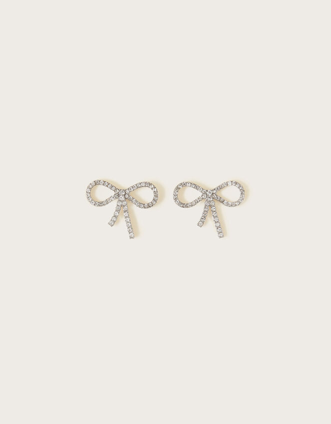 Diamante Bow Earrings, , large