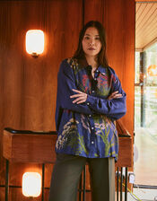 One Hundred Stars Parsley Seed Oversized Shirt, Blue (NAVY), large