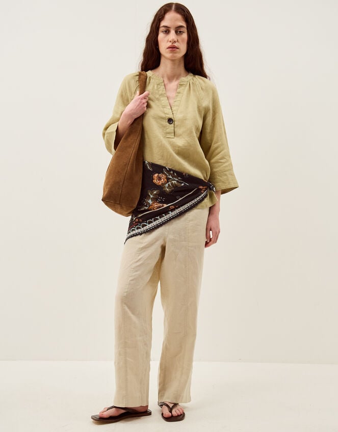 Gianna Linen Top, Green (LIME), large