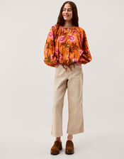 Fallon Floral Print Blouse , Orange (ORANGE), large