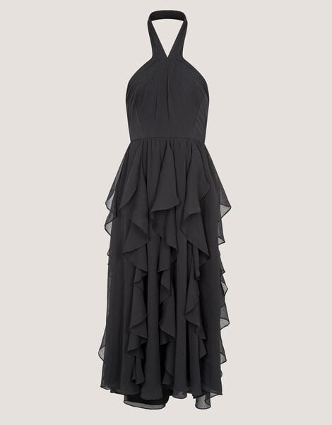 Arizona Halter Ruffle Prom Dress, Black (BLACK), large