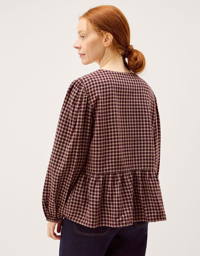 Agatha Check Tie Front Blouse, Red (CHERRY), large