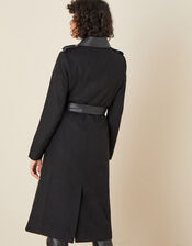 Anne Trench Coat in Wool Blend, Black (BLACK), large