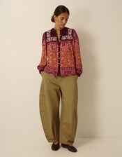 Hunter Floral Print Jersey Shirt, Red (BURGUNDY), large