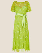 Sofia Embellished Midi Dress, Green (BRIGHT GREEN), large