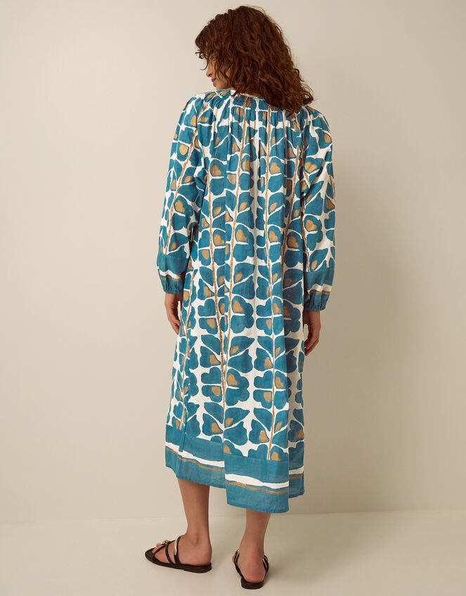 Leila Print Midi Beach Dress, Teal (TEAL), large
