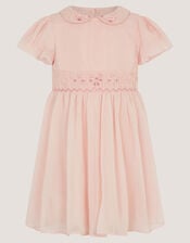 Baby Romee Puff Sleeve Embroidered Party Dress, Pink (PALE PINK), large