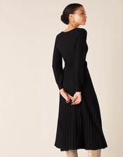 Pleated Skirt Knit Dress with LENZING™ ECOVERO™, Black (BLACK), large