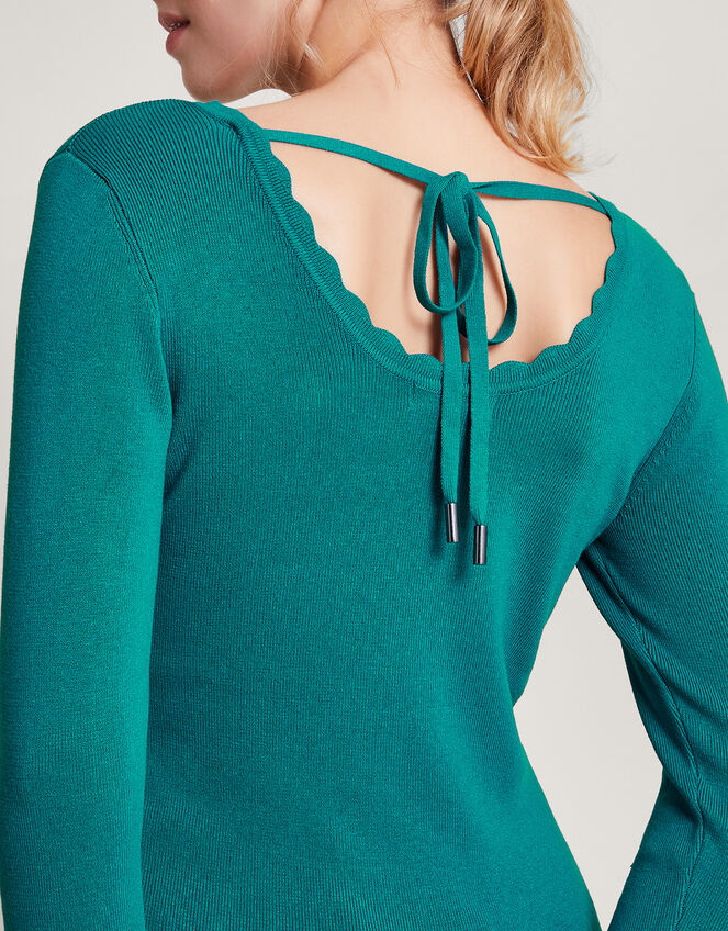 Round Tie Back Scoop Jumper with LENZING™ ECOVERO™, Teal (TEAL), large