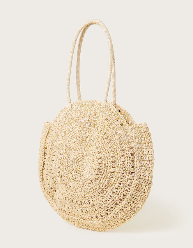 Round Raffia Beach Bag, , large
