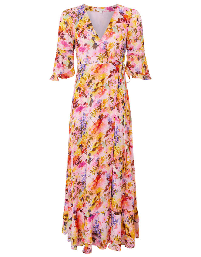 Helen Dealtry Krishana Floral Wrap Dress, Pink (BLUSH), large