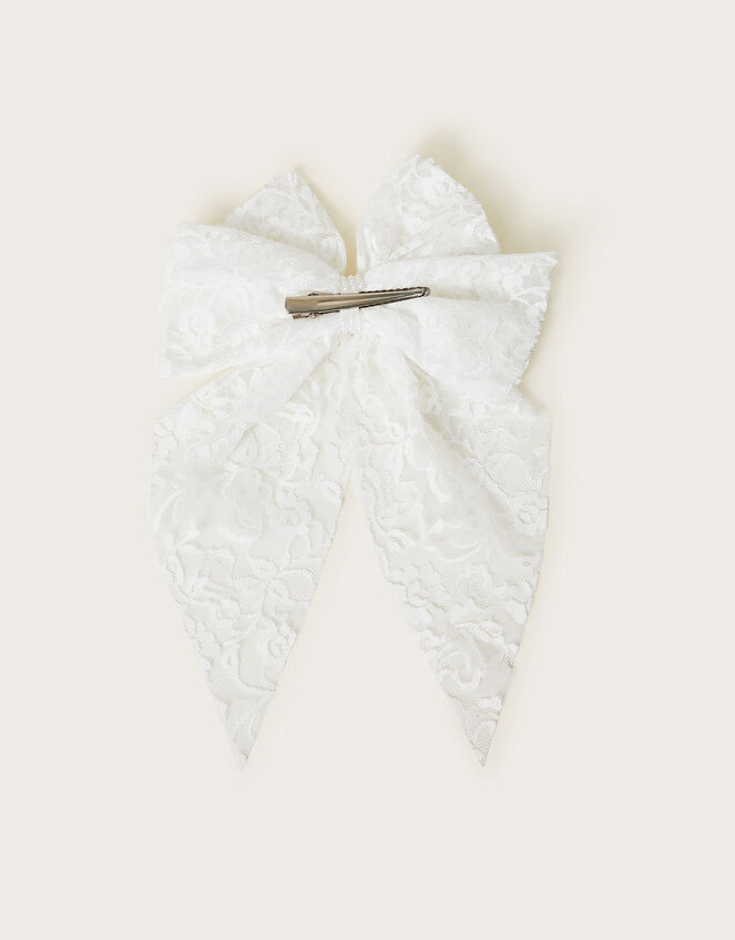 Lace Bow Bridesmaid Hair Clip, , large