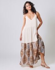 Traffic People Ithaca Tiered Print Maxi Dress, Brown (BROWN), large