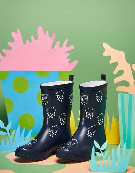 Grass and Air Junior Colour-Revealing Wellies Blue, Blue (NAVY), large