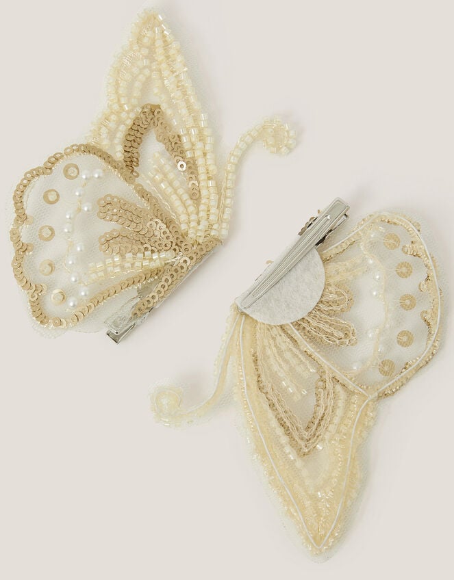 2-Pack Embellished Butterfly Wing Hair Clips, , large