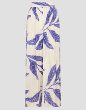 Dinah Leaf Print Pants, White (WHITE), large