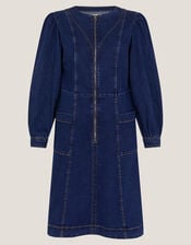 Katlyn Zip Denim Mini Dress, Blue (MID AUTHENTIC BLUE), large