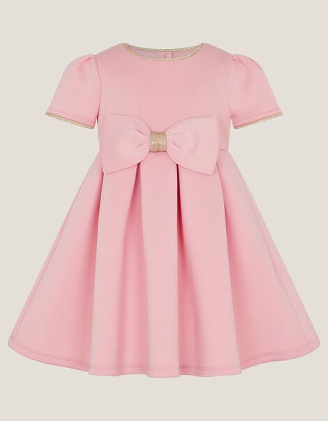 Baby Short Sleeve Bow Dress, Pink (PINK), large