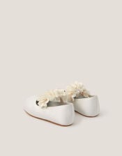 Baby Flower Pom Pom Walker Shoes, Ivory (IVORY), large