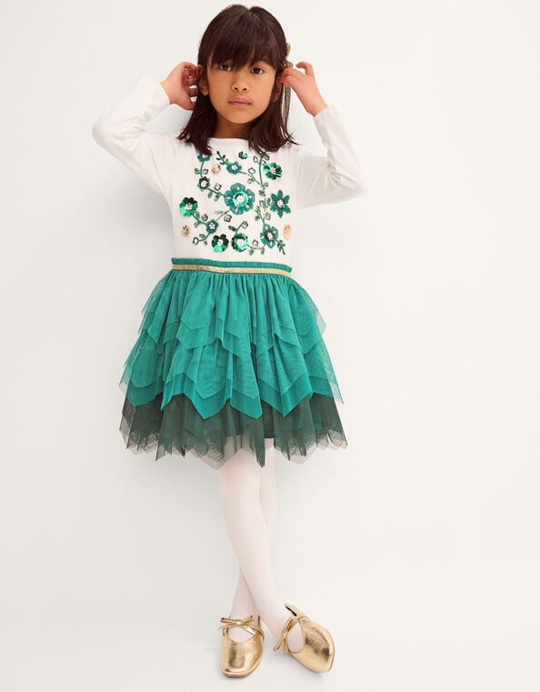 Floral Embellished Disco Dress, Green (GREEN), large