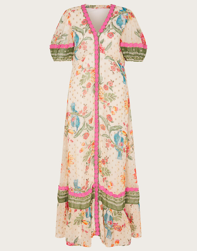 Uma Metallic Floral Print Maxi Dress, Ivory (IVORY), large