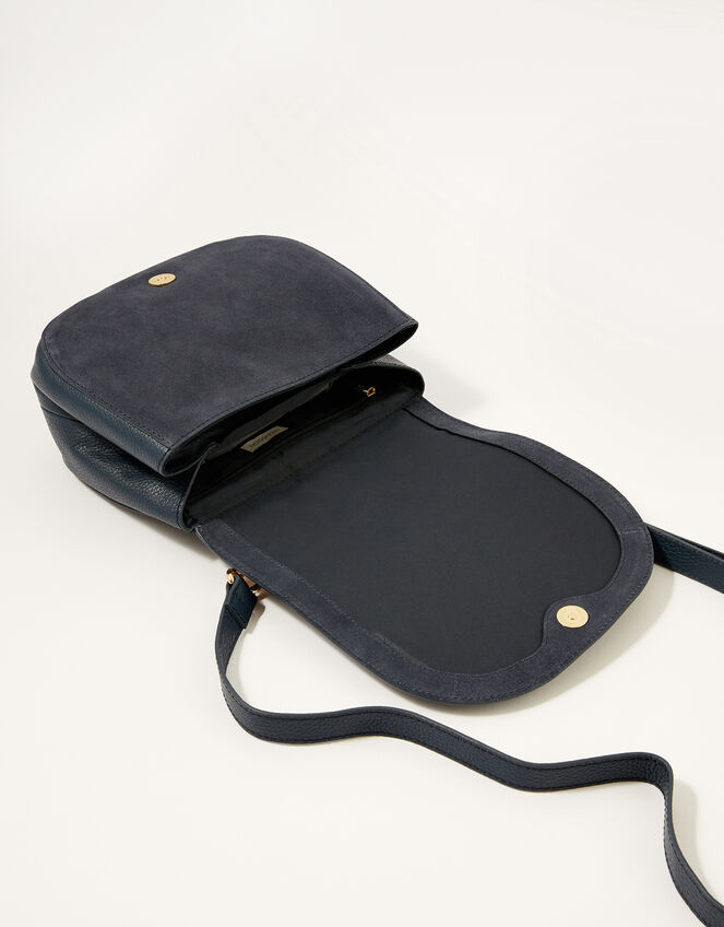 Leather Cross-Body Saddle Bag, , large