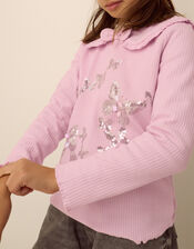 Sequin Butterfly Long Sleeve Top, Purple (LILAC), large