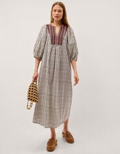 Laila Embellished Print Midi Dress, Ivory (IVORY), large